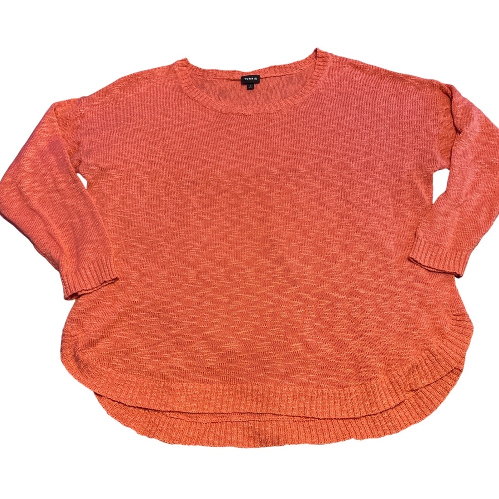 Torrid Plus Size Coral Orange Lightweight Knit Hi-Low Sweater Size 4/4X
